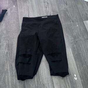 forever 21 black ripped fishnet leggings pants